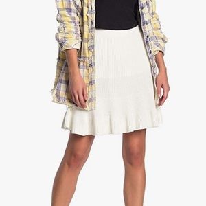 Free People Solid Gold Ribbed Mini Skirt Cream Size XS